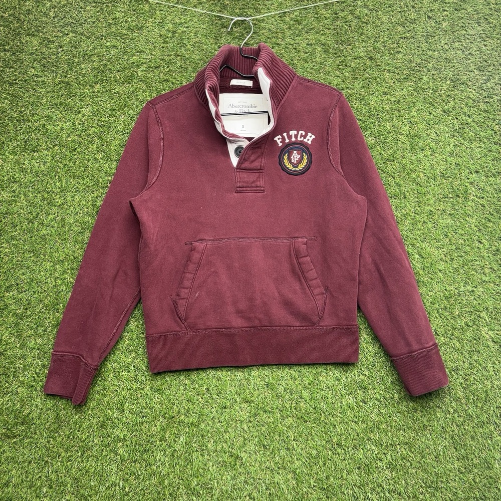 Vintage Abercrombie & Fitch Henley Sweatshirt Mens Small Muscle Heavy 90s y2k